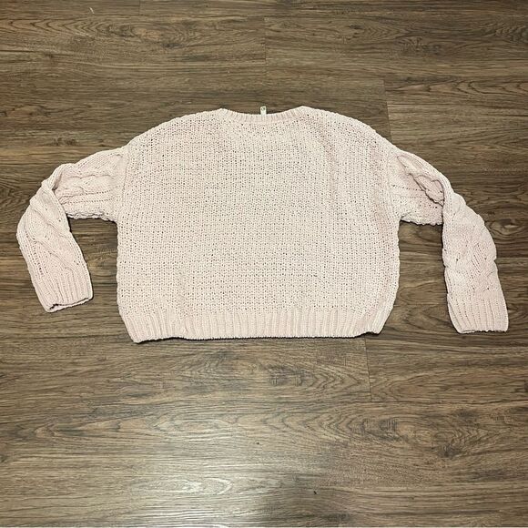 Aeropostale Blush Pink Cable Knit Long Sleeve Sweater Size Large - Picture 10 of 11